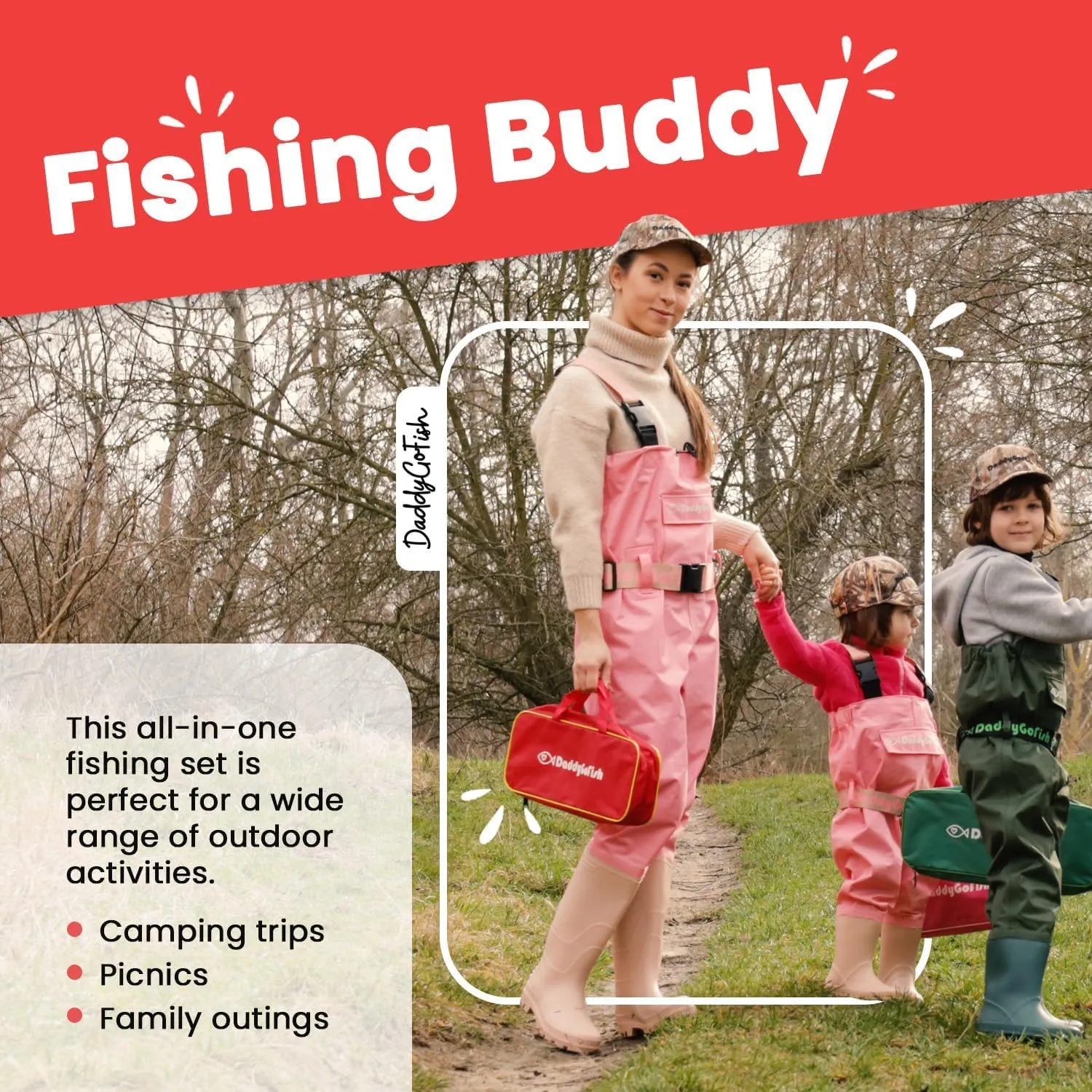 Kids Fishing Pole - Rod Reel Combo Tackle Box Starter Set - First Year Small Dock Gear Kit for Boys Girls Toddler Youth Age Beginner Little Children Junior Anglers