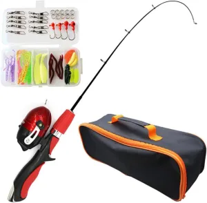 Kids Fishing Rod,50Pcs Collapsible Fishing Rod Kit,Kids Telescopic Fishing Pole with Bait Spinning Reel Hooks for Children Beginners