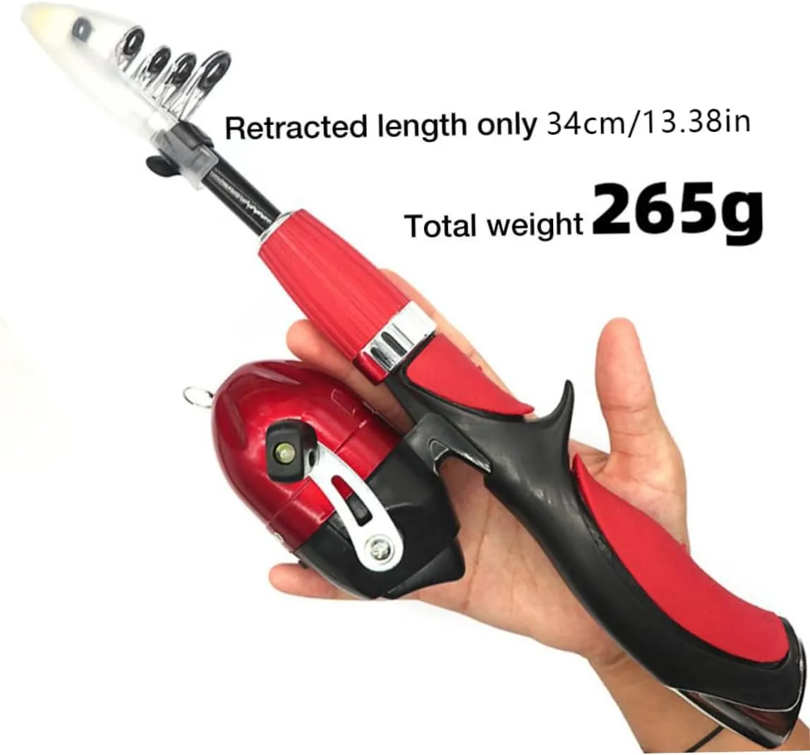 Kids Fishing Rod,50Pcs Collapsible Fishing Rod Kit,Kids Telescopic Fishing Pole with Bait Spinning Reel Hooks for Children Beginners