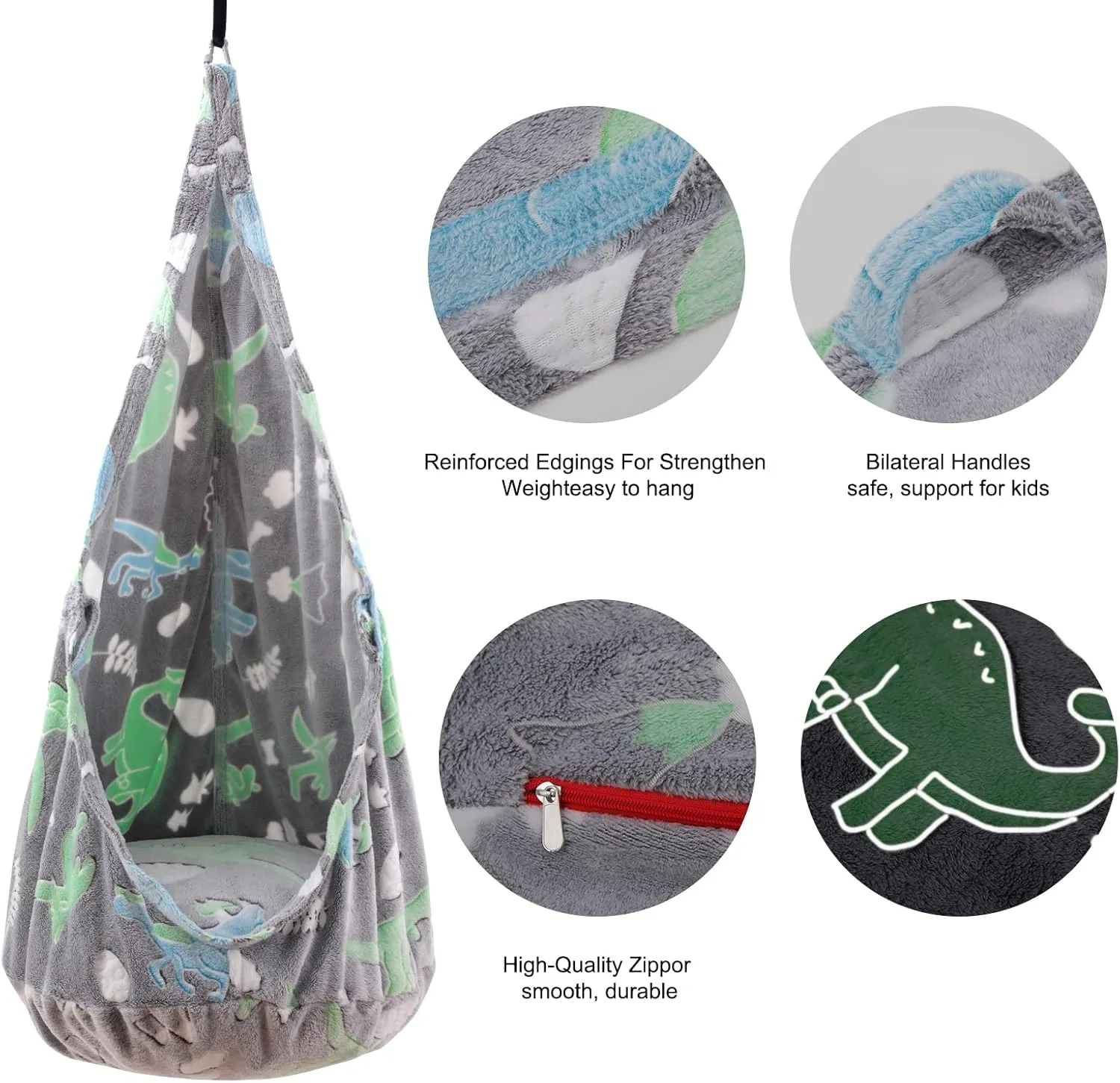 Kids Pod Swing Seat, Sensory Swing Chair with PVC Inflatable Cushion, Hanging Hammock Chair for Indoor and Outdoor Use