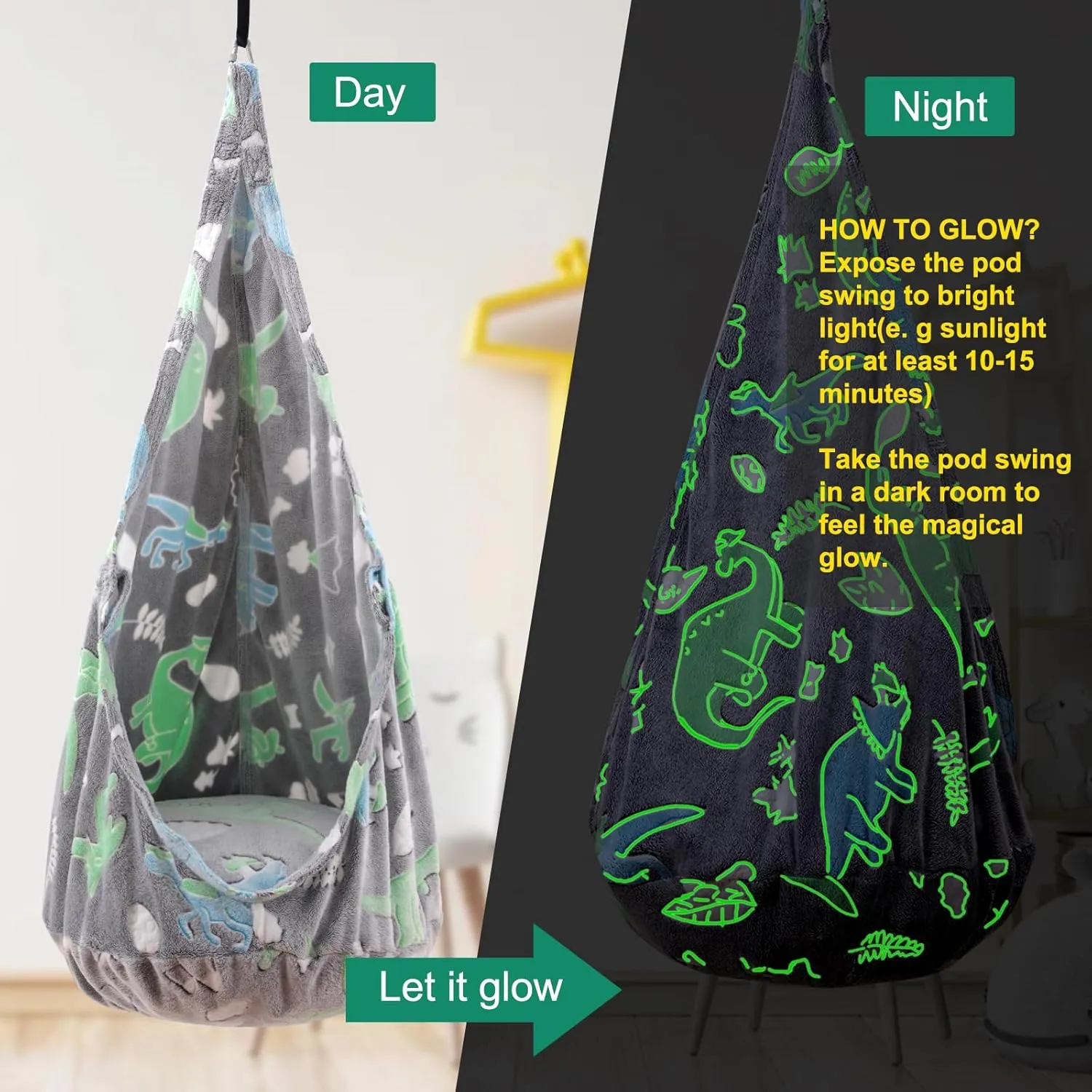 Kids Pod Swing Seat, Sensory Swing Chair with PVC Inflatable Cushion, Hanging Hammock Chair for Indoor and Outdoor Use