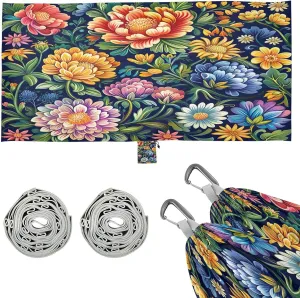 Kigai Colorful Flowers Camping Hammock Durable & Portable Travel Hammock Holds 330lbs with Tree Strapsm, Pocket, Camping Accessories