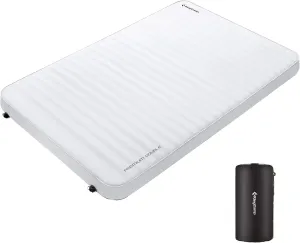 KingCamp Luxury 3D Double Self Inflating Sleeping Pad for Camping, 2 Person Camping Mattress, Ultra Thick Foam Mattress Queen Size Air Mat Outdoor Indoor (79"x50.4"x3.0", Lightgrey-Double-9.5 R)