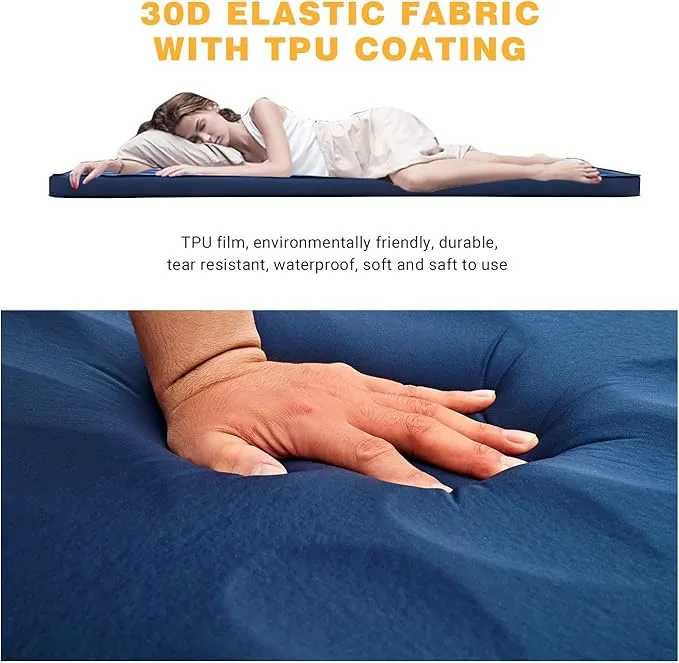 KingCamp Premium 3D Self-Inflating Camping Sleeping Pad Mattress Comfortable 3 “Thick Portable Lightweight Double Single R-Value 6.1 Warm for Winter Camping Indoor Outdoors Single-Navy