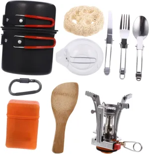 Kisangel 1 Set Outdoor Cooking Kit Camping Cookware for Hiking Picnic and Travel Durable Convenient and Wear Resistant Person Cookware Essentials