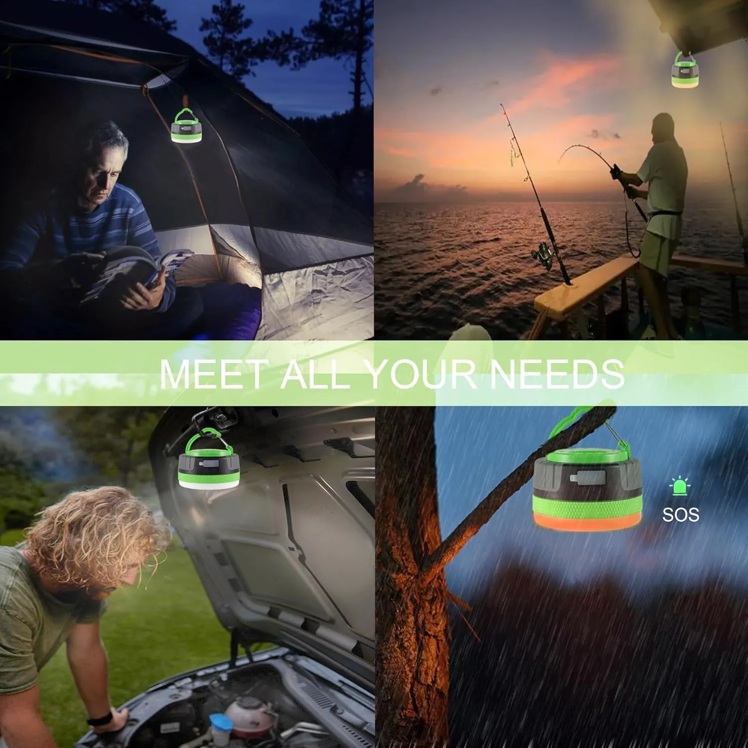 Kit Outage, Specialized options Base, Light for Rechargeable Pack Magnet Mah, 2200 Hurricane, with Green, LED Camping Medium Emergency, Survival Unique selection Lantern, 1
