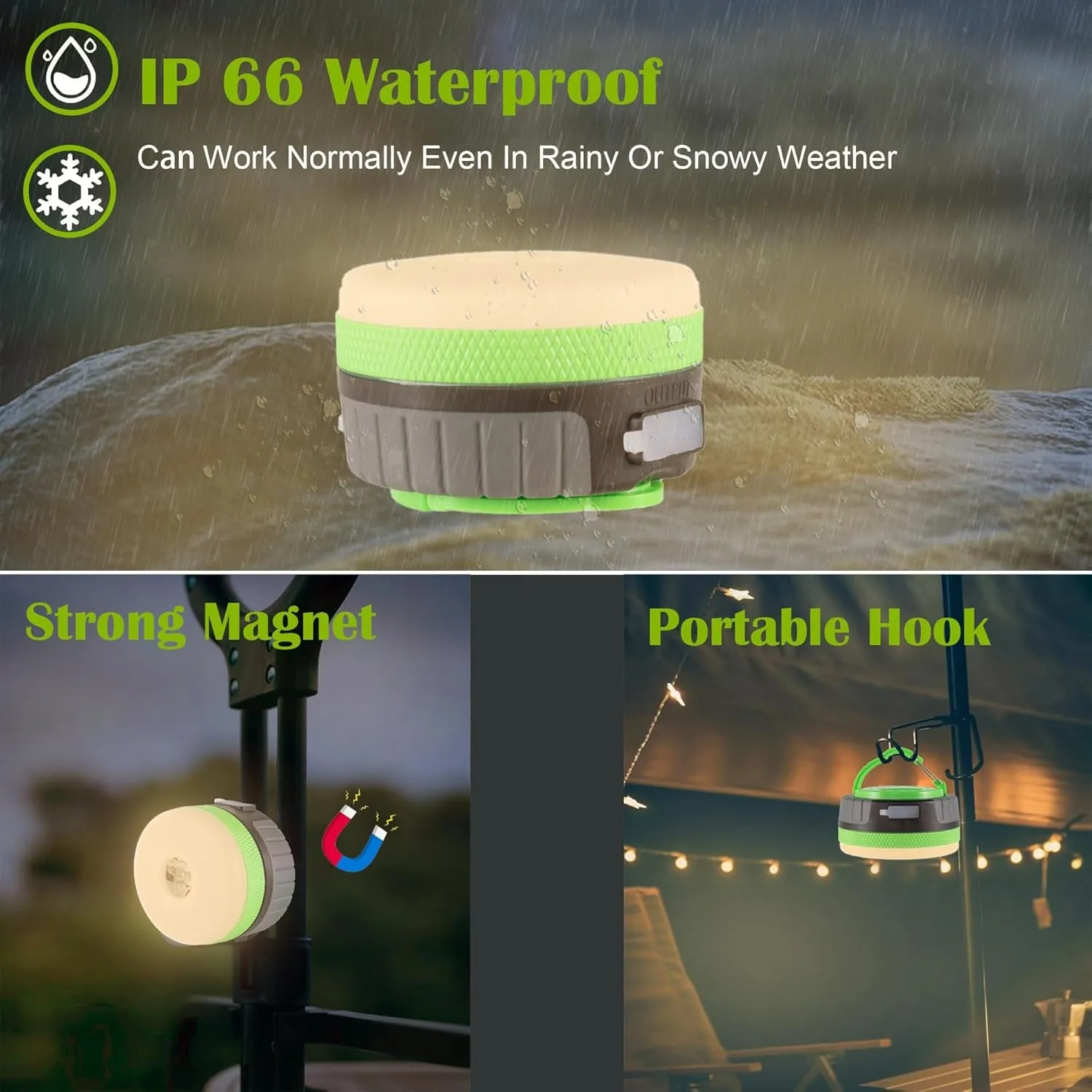 Kit Outage, Specialized options Base, Light for Rechargeable Pack Magnet Mah, 2200 Hurricane, with Green, LED Camping Medium Emergency, Survival Unique selection Lantern, 1