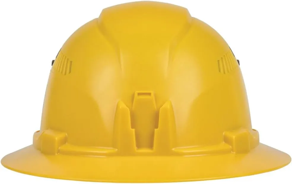 Klein Tools 60262 Hard Hat, Vented, Full Brim Style, Padded Self-Wicking Odor-Resistant Sweatband, Yellow