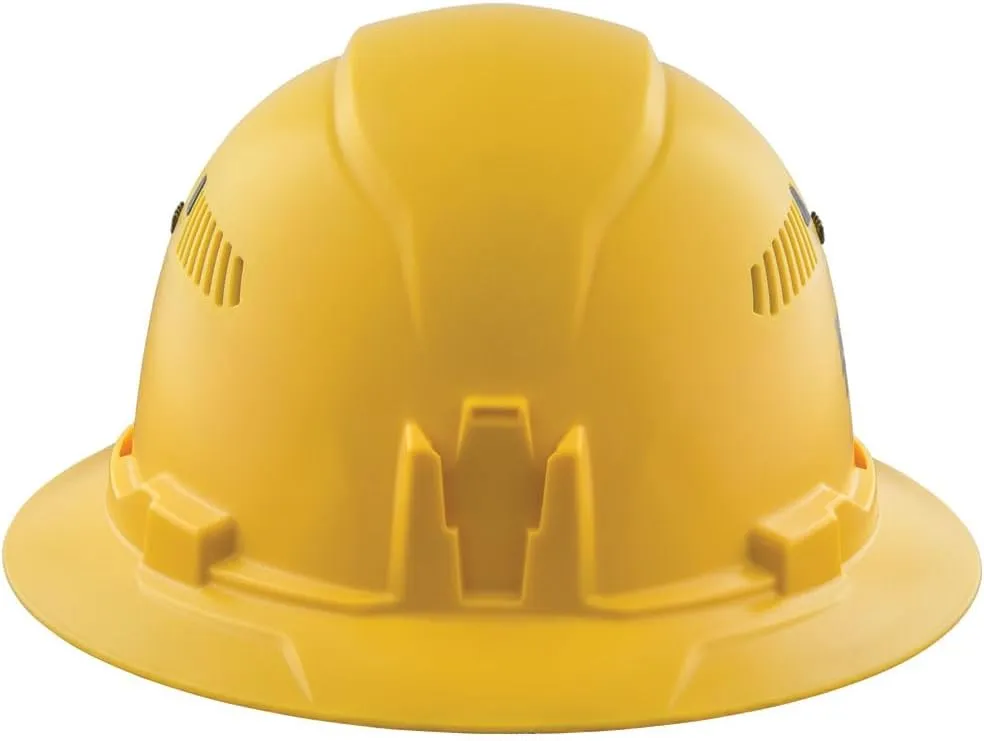 Klein Tools 60262 Hard Hat, Vented, Full Brim Style, Padded Self-Wicking Odor-Resistant Sweatband, Yellow