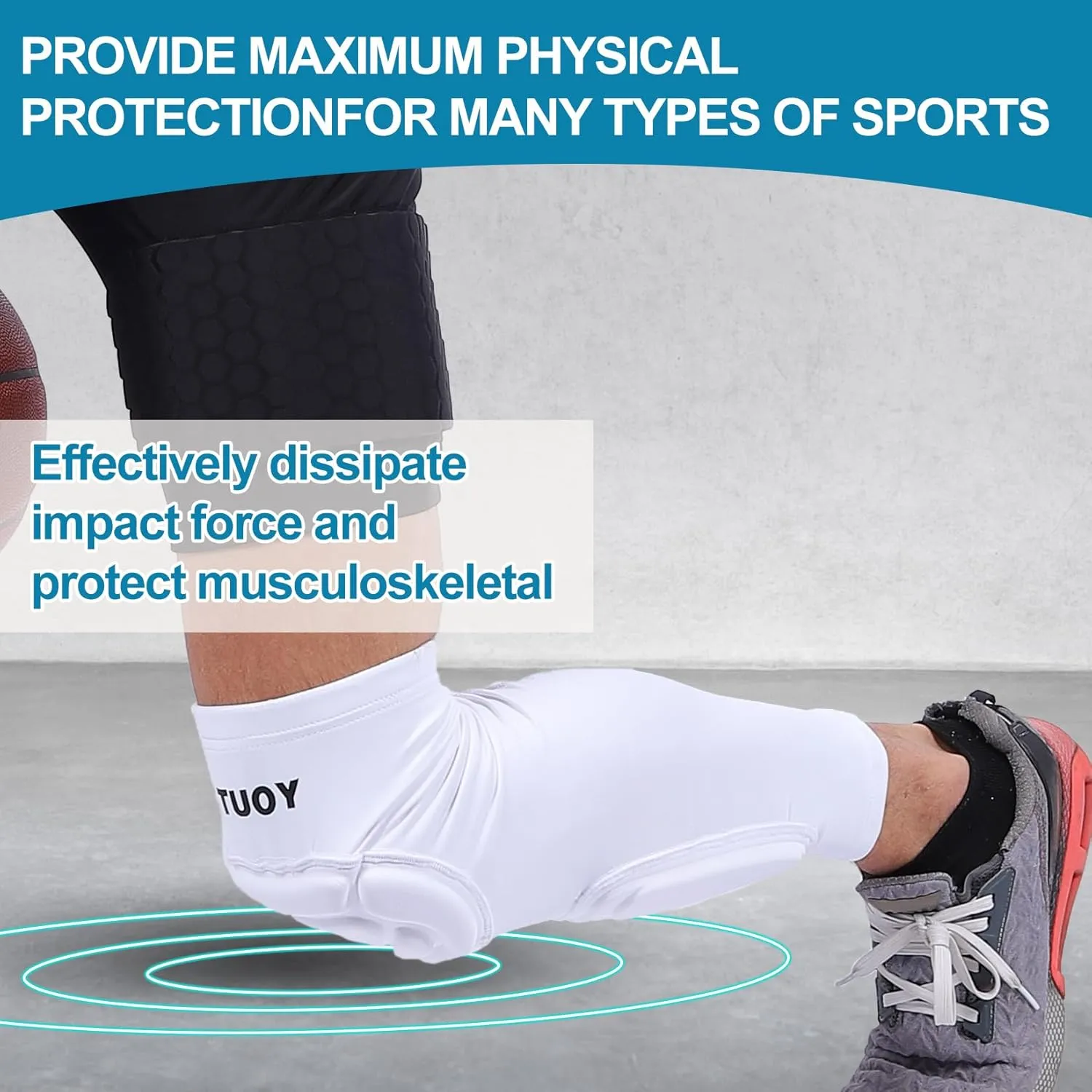 Knee Pad Protective Calf Shin Guards For Adult Youth Leg Compression Sleeve Pad For Football Basketball Volleyball Soccer Protective Gear Calf Support Cuff With Anti-Slip Strip ((White 1 Pair))