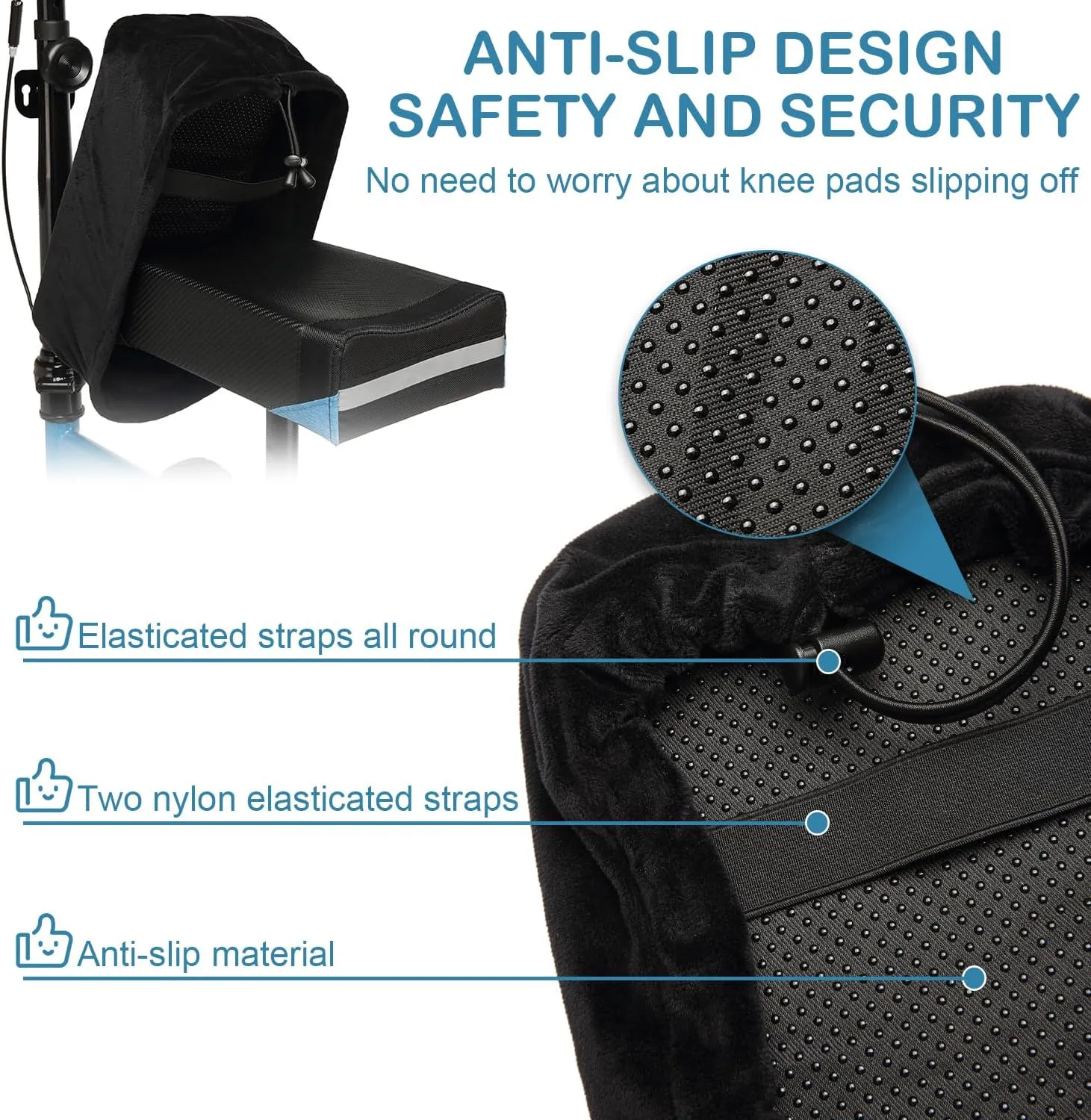 Knee Scooter Cushion Cover - Soft and Comfortable Knee Scooter Pad with Removable 2'' Thick Memory Foam Cushion
