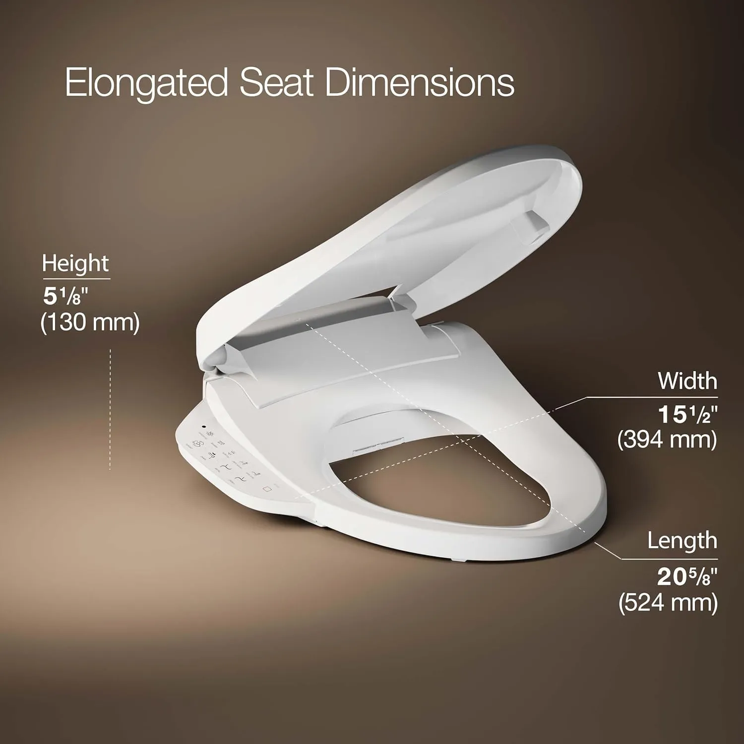 KOHLER PureWash E590 Elongated Heated Bidet Toilet Seat, White with Side Panel, Quiet-Close Lid, Self-Cleaning Wand, Adjustable Water Pressure and Nightlight, Easy Installation
