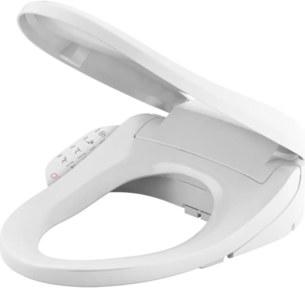 KOHLER PureWash E590 Elongated Heated Bidet Toilet Seat, White with Side Panel, Quiet-Close Lid, Self-Cleaning Wand, Adjustable Water Pressure and Nightlight, Easy Installation