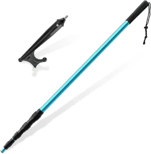 KOMCLUB Telescopic Boat Hook for Docking Extension Pole Hook Push Stick for Boat Non-Slip Rubber Handle Durable Rust-Resistant Rust-Proof Multi-Function Replaceable Head Push Pole