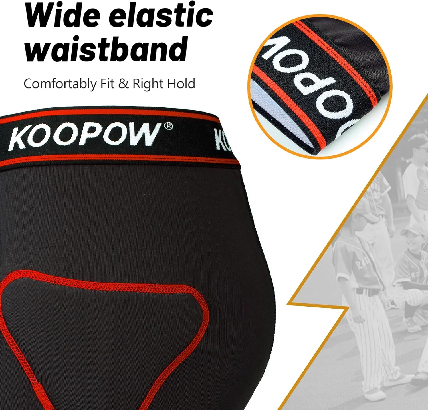 KOOPOW Youth Boys Padded Sliding Shorts Slider Pad with Soft Protective Athletic Cup for Baseball, Football, Lacrosse