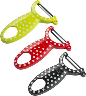 KUHN RIKON Polka Dot Swiss Peeler, Set of 3, Red/Yellow/Black