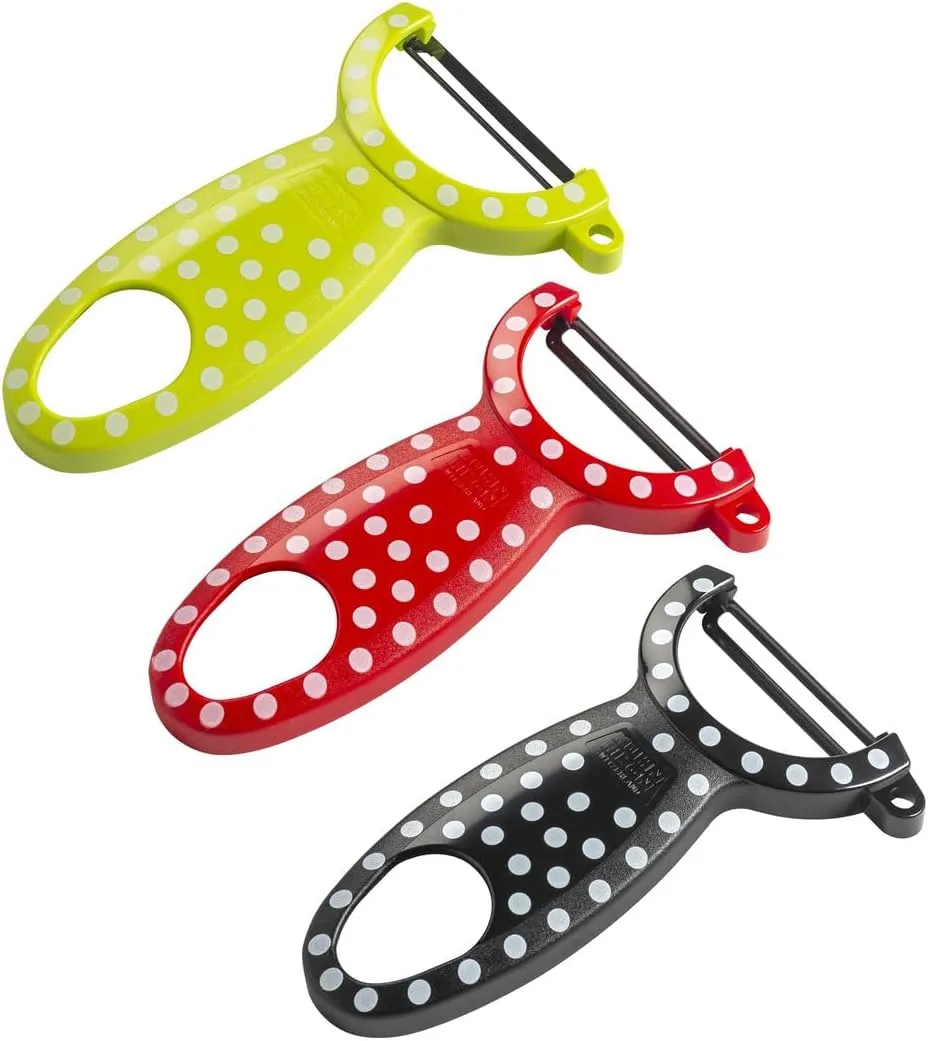 KUHN RIKON Polka Dot Swiss Peeler, Set of 3, Red/Yellow/Black