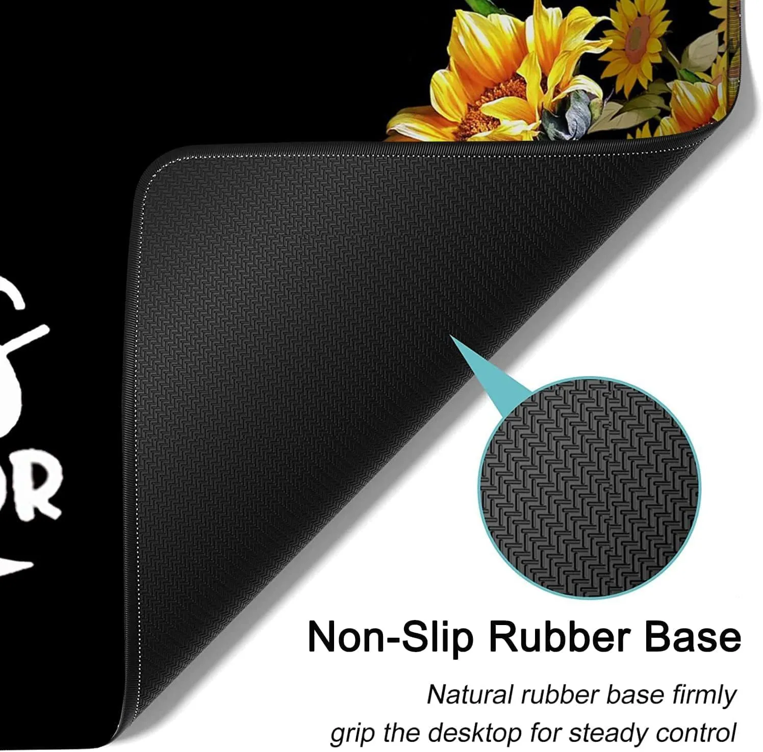 Large Mouse Pad, Extended Office Desk Pad, 31.5x11.8in, Ergonomic Memory Foam Mouse Wrist Rest Support for Home Office Computer Writing Pad Cute Baby Elephants   Sunflowers XXL Black Gaming Mouse Mat