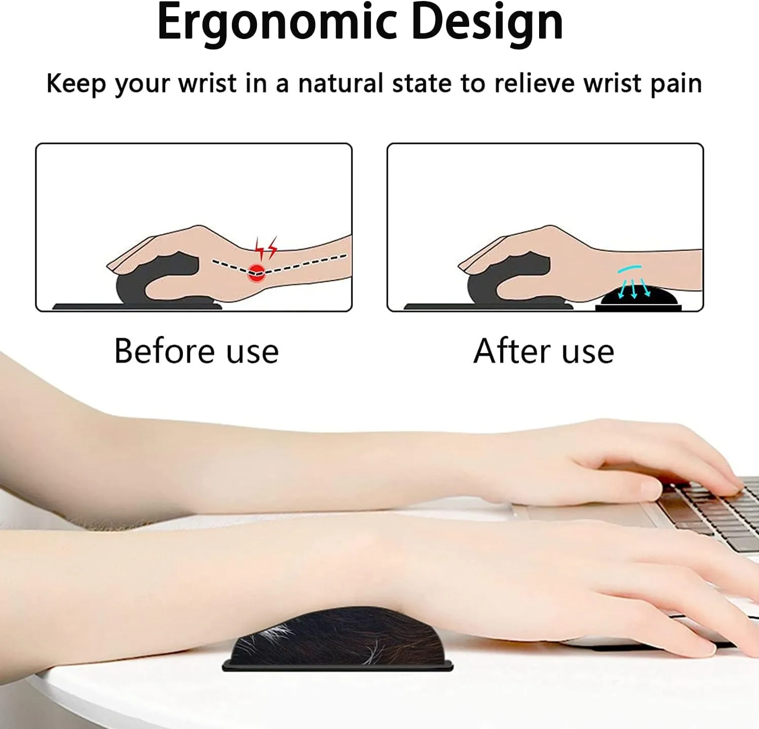 Large Mouse Pad, Extended Office Desk Pad 31.5x11.8in, Ergonomic Memory Foam Mouse Wrist Rest Support for Home Office Computer Writing Pad, Cute Funy Faux Black Brown Cowhide Fur XXL Gaming Mouse Mat