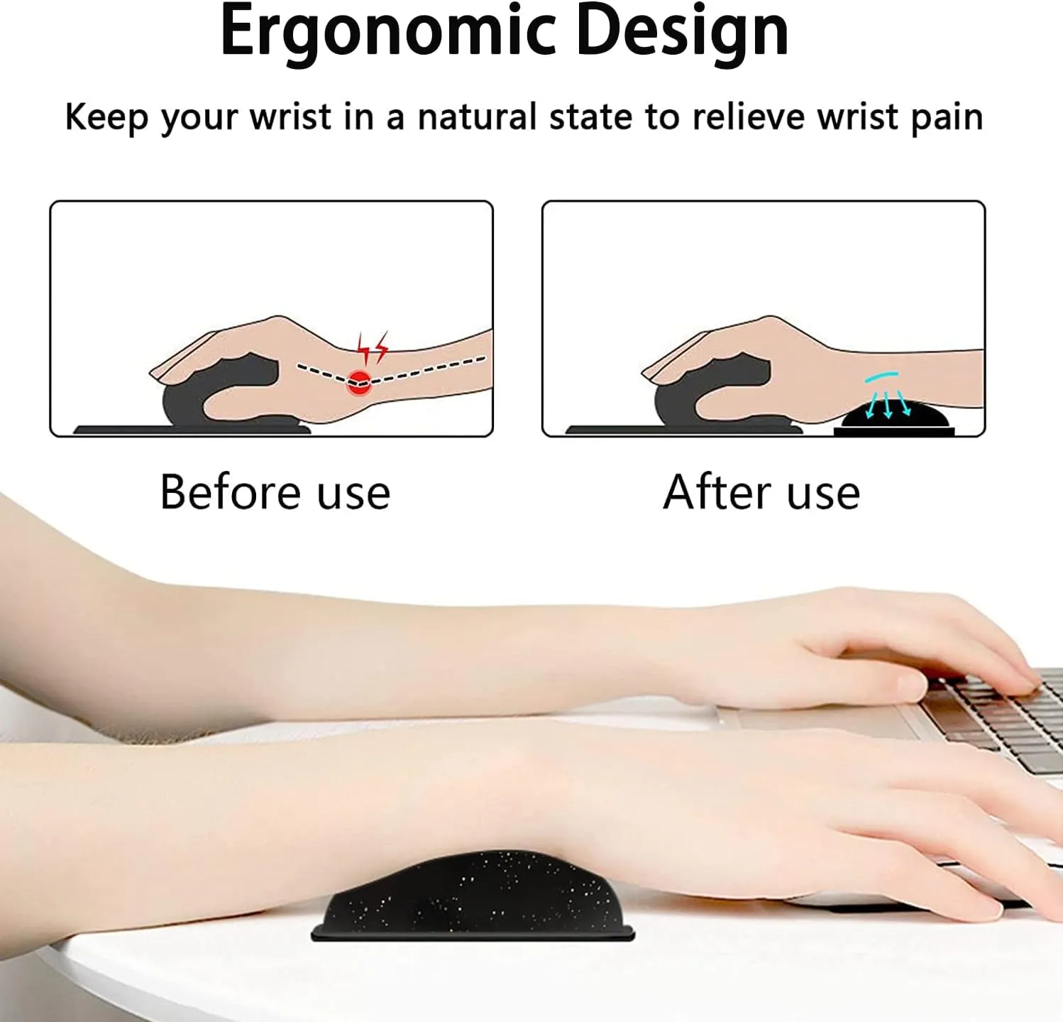 Large Mouse Pad, Extended Office Desk Pad 31.5x11.8in, Ergonomic Memory Foam Mouse Wrist Rest Support for Home Office Computer Writing Pad, Cute Funy Sun Moon Star Pattern XXL Black Gaming Mouse Mat