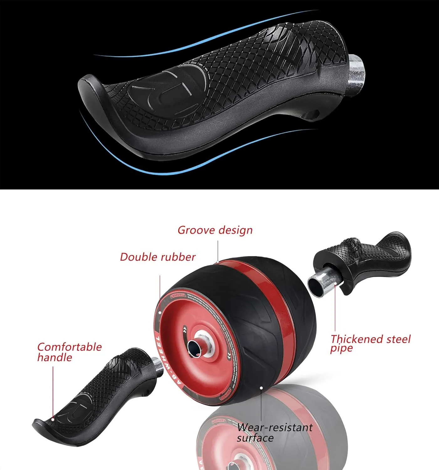 LAUS Ab Wheel Roller - with Knee Pad Mat, Automatic Rebound and Multiple Angles Core Workouts