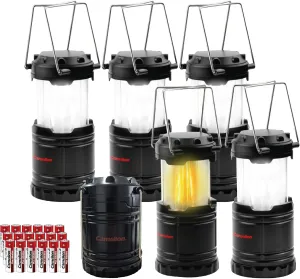 LED Camping Lantern, 6 Pack Collapsible Battery Powered with LED Flickering Flame Camping Lamp, IPX4 Water Resistant, Outdoor Portable for Emergency Survival Kits Storm Outages Home Hiking