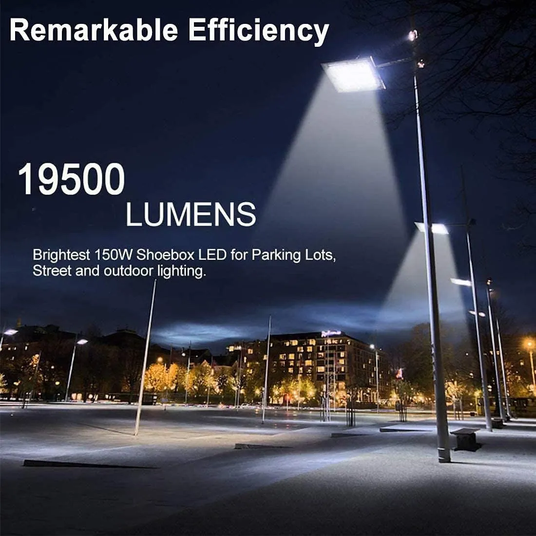 ledmo LED Parking Lot Light Dusk to Dawn Outdoor Lighting with Adjustable Arm Mount 19500lm Waterproof Wall Light Fixtures 150W Flood Security Lighting for Garage Yard Shop Warehouse Barn(3 Pack)