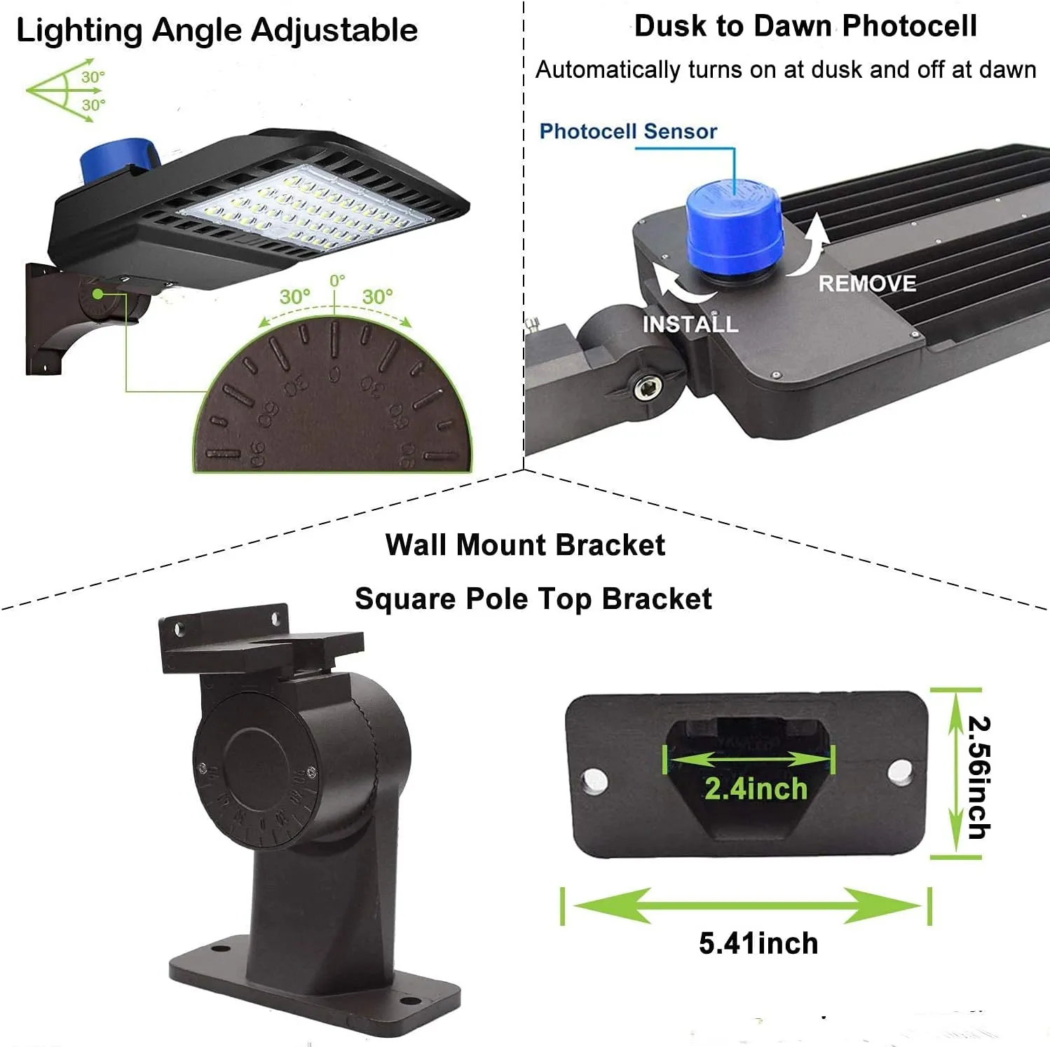 ledmo LED Parking Lot Light Dusk to Dawn Outdoor Lighting with Adjustable Arm Mount 19500lm Waterproof Wall Light Fixtures 150W Flood Security Lighting for Garage Yard Shop Warehouse Barn(3 Pack)