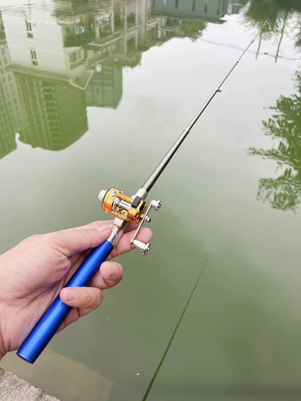 LELEBEAR 2023 Pocket Size Fishing Rod, Pen Fishing Rod, Fishing Rod Pen, Portable Pocket Telescopic Mini Folded Fishing Pole with Reel (Green)