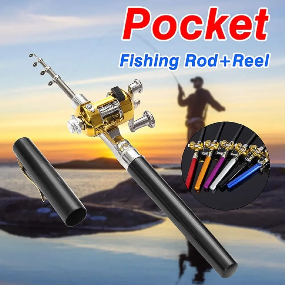 LELEBEAR 2023 Pocket Size Fishing Rod, Pen Fishing Rod, Fishing Rod Pen, Portable Pocket Telescopic Mini Folded Fishing Pole with Reel (Green)