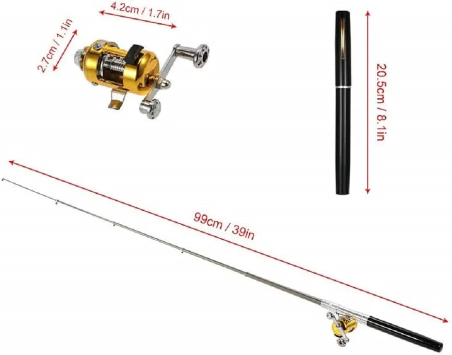 LELEBEAR 2023 Pocket Size Fishing Rod, Pen Fishing Rod, Fishing Rod Pen, Portable Pocket Telescopic Mini Folded Fishing Pole with Reel (Green)
