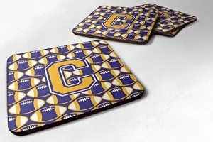 Letter C Football Purple & Gold Foam Coaster
