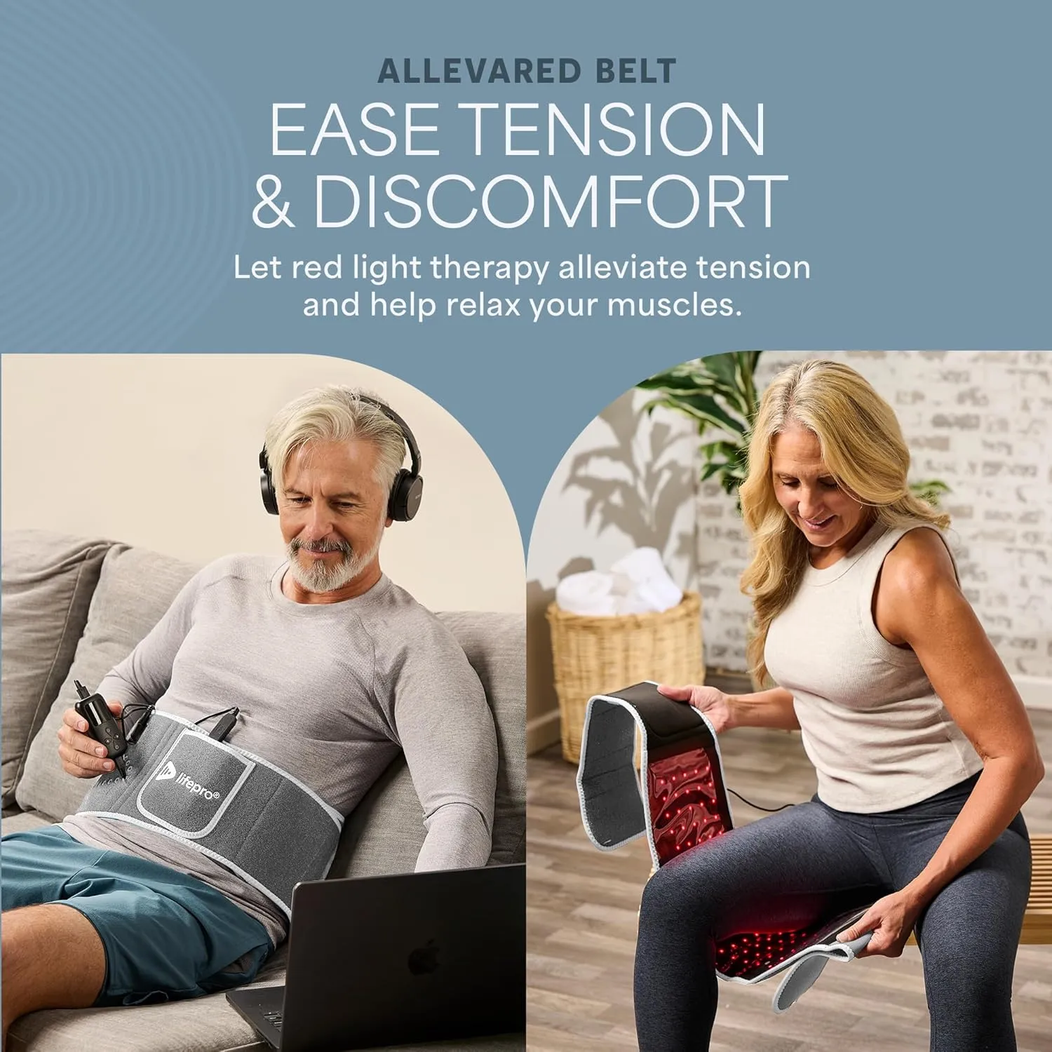 Lifepro Red Light Therapy Belt – Infrared Red Light Therapy for Body, Back Pain and Shoulder - 660nm & 850nm Near Infrared Heating Pad – Adjustable & Portable for Wellness & Relaxation