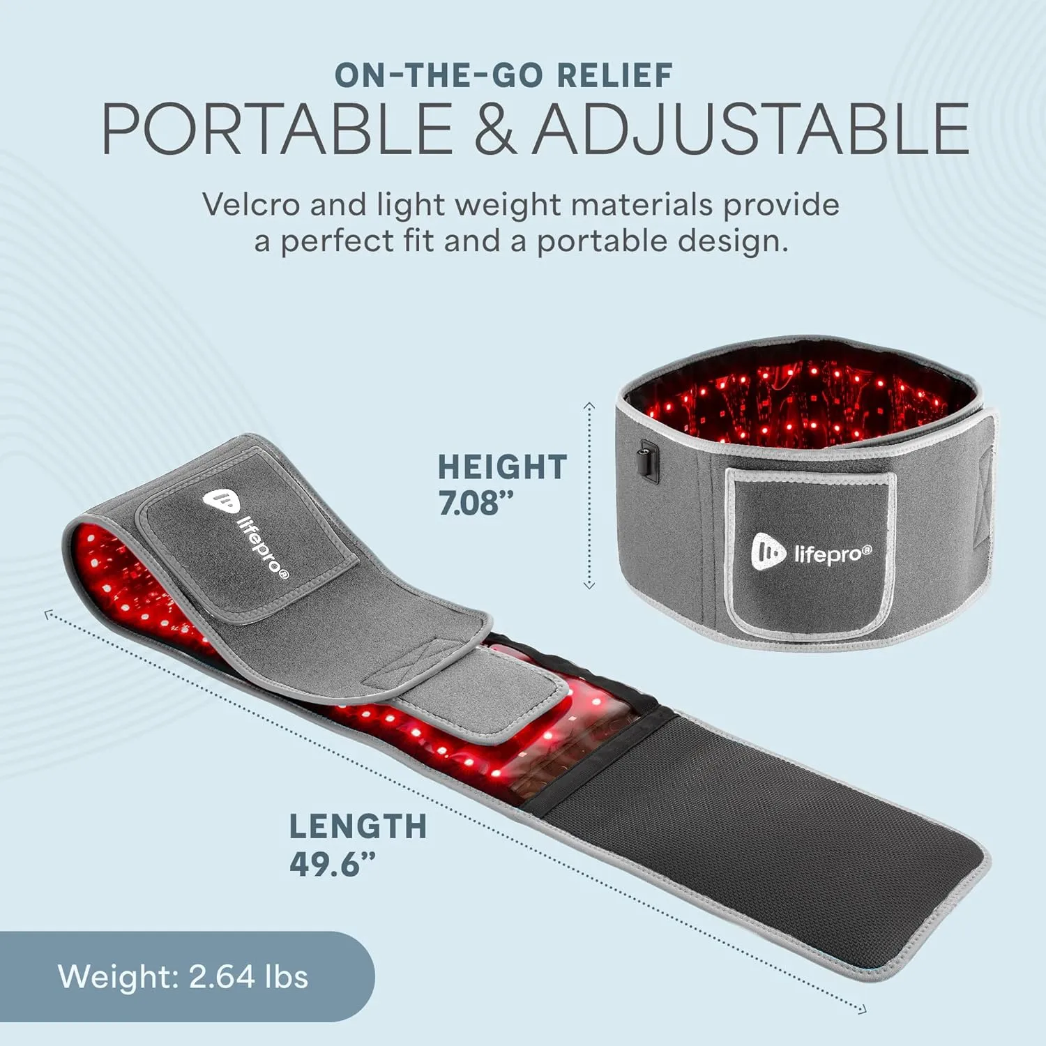 Lifepro Red Light Therapy Belt – Infrared Red Light Therapy for Body, Back Pain and Shoulder - 660nm & 850nm Near Infrared Heating Pad – Adjustable & Portable for Wellness & Relaxation