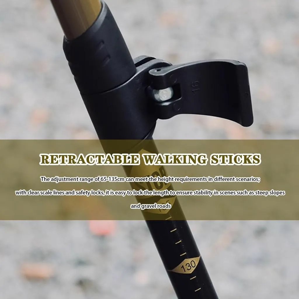 Lightweight Aluminum Alloy Hiking Sticks, Adjustable Telescopic Trekking Poles, with Flip Lock   EVA Grips, for Camping Backpacking