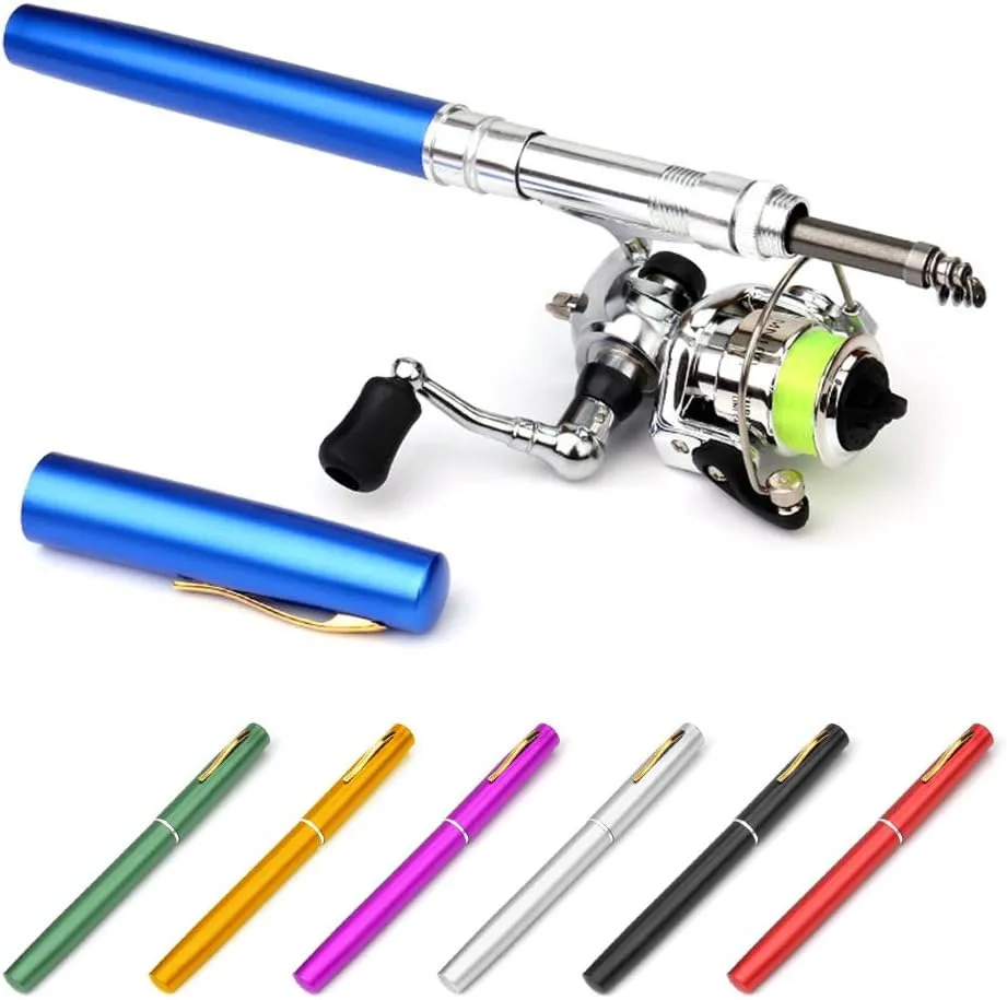 Lixada Fishing Rod Reel Combo Mini Pen Fishing Pole Kit Telescopic Fishing Rod Spinning Reel Combo Kit