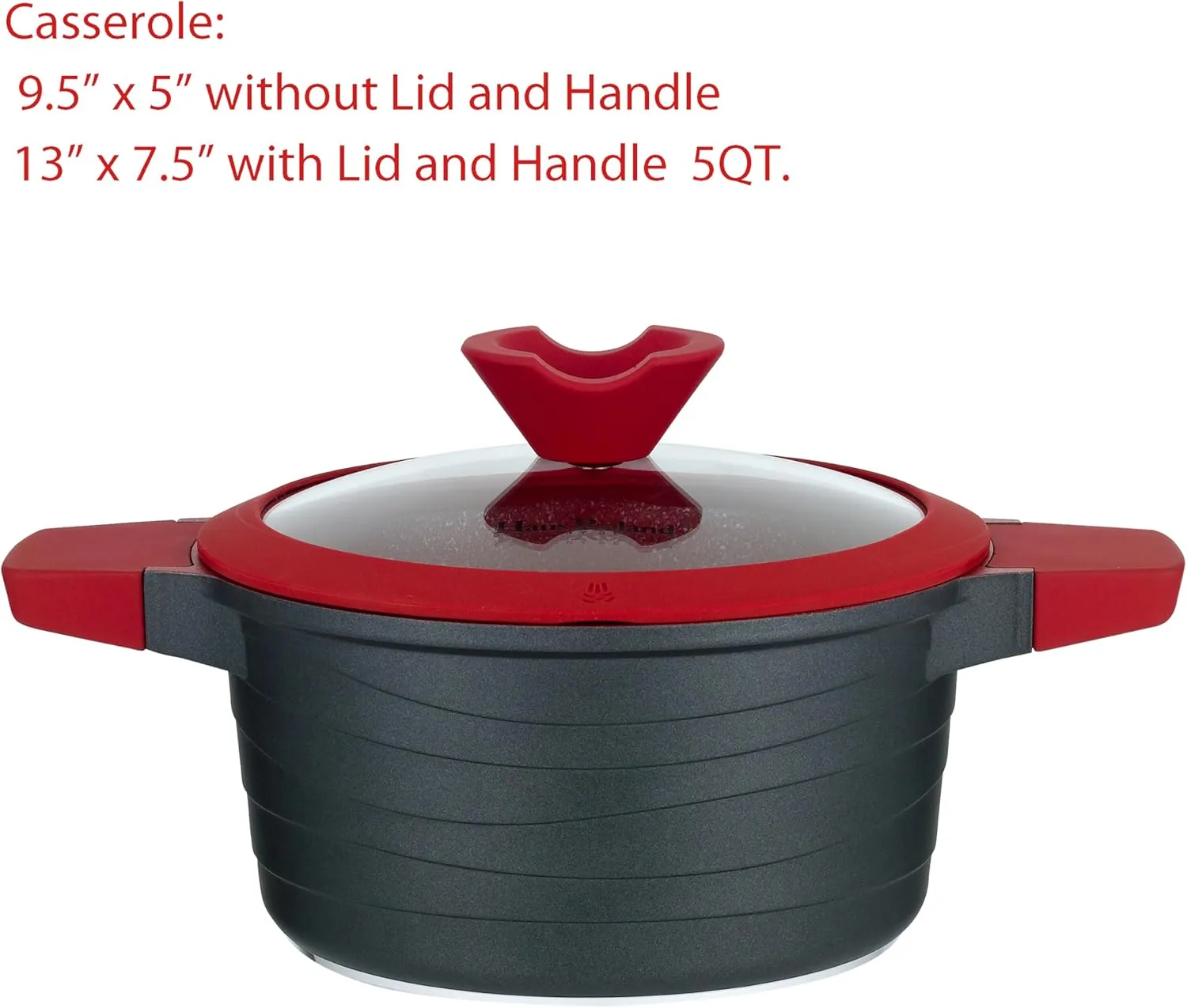 Lorren Home Trends Die-Cast Aluminum Cookware Set, 14 Piece, Non-Stick, Induction Compatible, Red