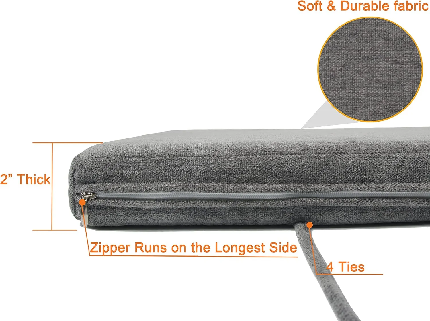 Loveboat Piano Bench Cushion, Washable Bench Pad for Shoe Storage, Window, Piano, Dining 34"x14"x2" Grey