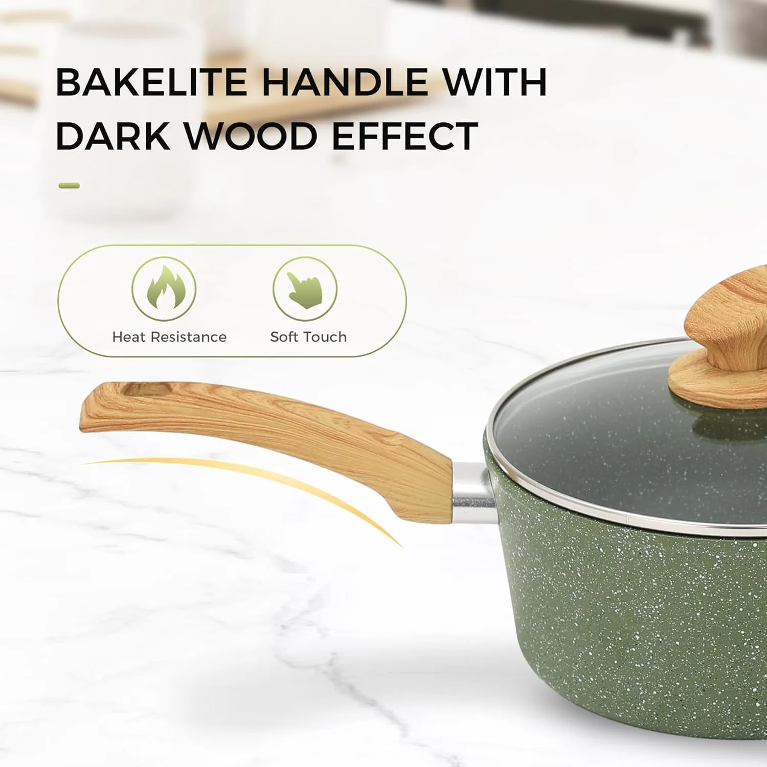 MAISON ARTS 17 Piece Pots and Pans Set Non Stick, Kitchen Cookware Sets with Nonstick Granite Stone Coating, Suitable for Induction Cooktops, Green
