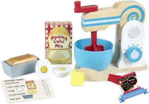 Make-A-Cake Mixer Set: Wooden Play Food Set Bundle with 1 Theme Compatible M&D Scratch A r t Mini-Pad (09840)