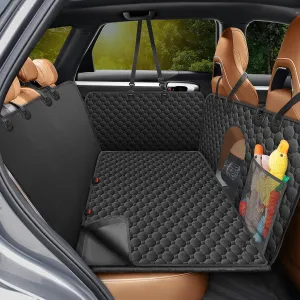 Mancro Back Seat Extender for Dogs with Detachable Mat,Hard Bottom Car Seat Cover for Dogs Supports 400lbs,Waterproof Dog Car Seat Cover for Back Seat,600D Scratch-Proof Dog Hammock for Car,All Black