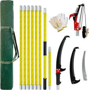 Manual Pole Saw,Pole Saws For Tree Trimming, Pole Pruning Saw, Extended Multi-Stage Pole Saw, Gardening Tools Pruner Hand Pole Saw For Yard (Yellow 26FT)