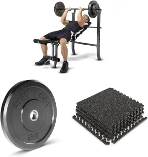 Marcy MD-2082W Diamond Elite MD Standard Bench with 100 lb. Weight Set, Incline