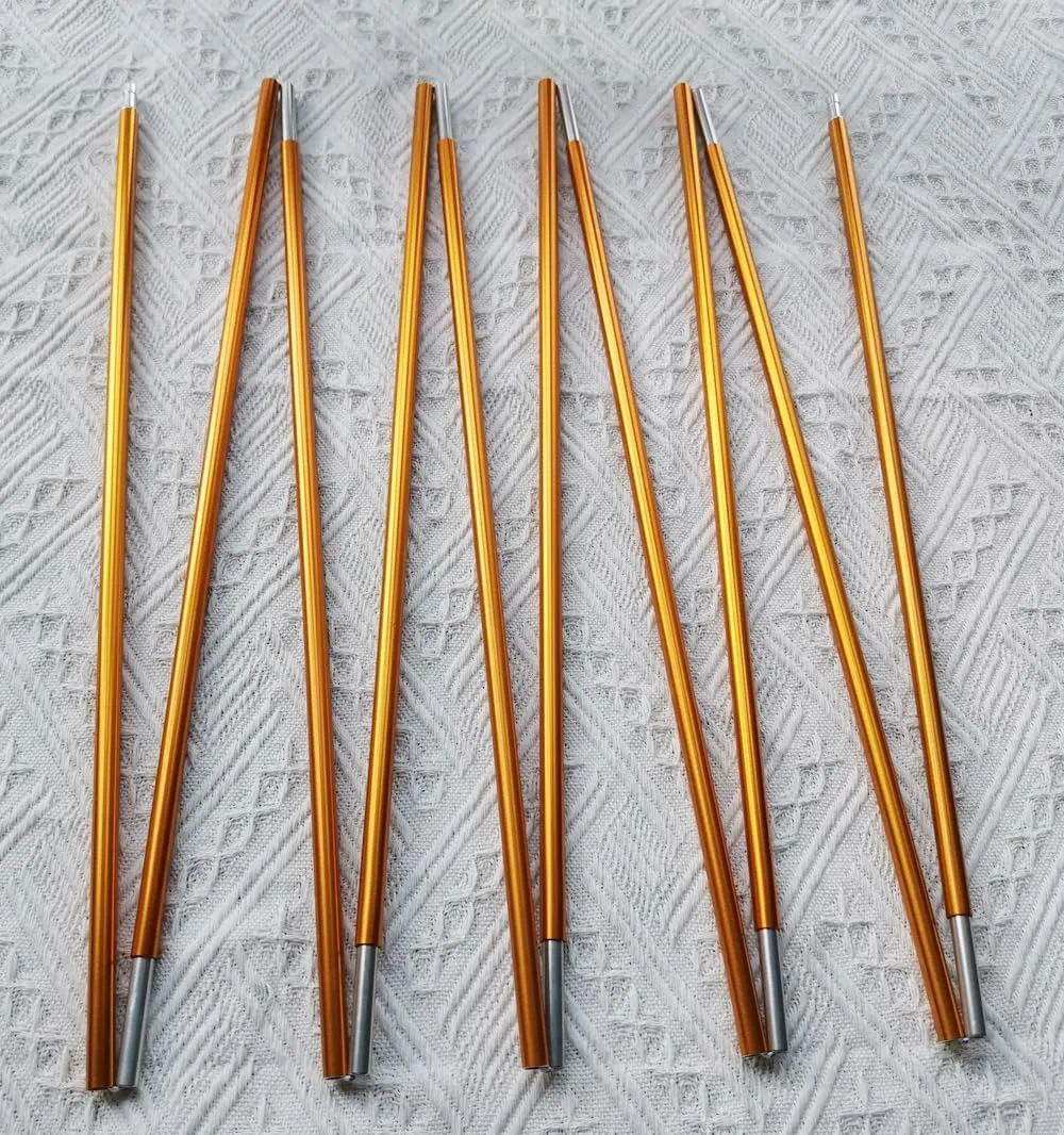 MARJIN Aluminium Rod Tent Pole Replacement Accessories 9.5mm Tent Bar Tent Building Supporting Rod Awning Frames Kit for Hiking Camping (9.5mmx 13.77ft), Gold