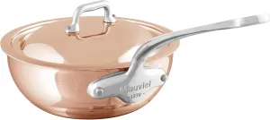 Mauviel M’6S 6-Ply Polished Copper & Stainless Steel Chef Pan With Lid, And Cast Stainless Steel Handle, 3.4-qt, Made In France
