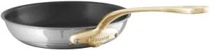 Mauviel M'Cook B 5-Ply Polished Stainless Steel Nonstick Round Frying Pan With Brass Handle, 11-in, Made In France