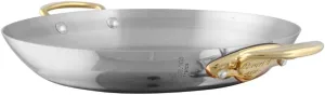 Mauviel M'Cook B Stainless Steel Round Pan With Brass Handles, 7.9-in, Made In France