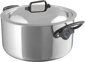 Mauviel M'Cook CI 5-Ply Polished Stainless Steel Stewpan With Lid, And Cast Iron Handles, 6.2-qt, Made In France