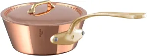 Mauviel M'Heritage 200 B 2mm Polished Copper & Stainless Steel Chef Pan With Lid, And Brass Handles, 3.6-qt, Made in France