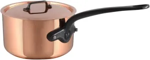 Mauviel M'Heritage M150CI 1.5mm Polished Copper & Stainless Steel Saucepan With Lid, And Cast Iron Handles, 1.9-qt, Made in France